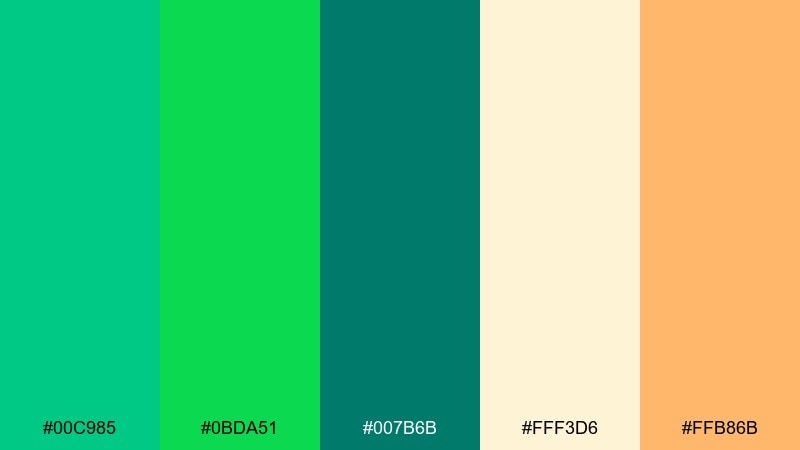 tropical lagoon malachite color palette with hex codes