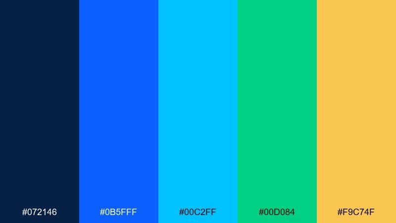 tropical nightfall gradient color palette with hex codes