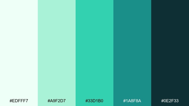 tropical plunge waterfall color palette with hex codes