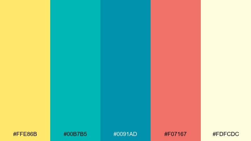 tropical postcard yellow turquoise color palette with hex codes