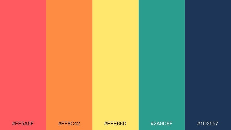 tropical punch color palette with hex codes