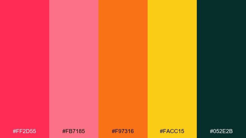 tropical punch lust color palette with hex codes