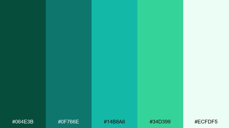 tropical rain color palette with hex codes
