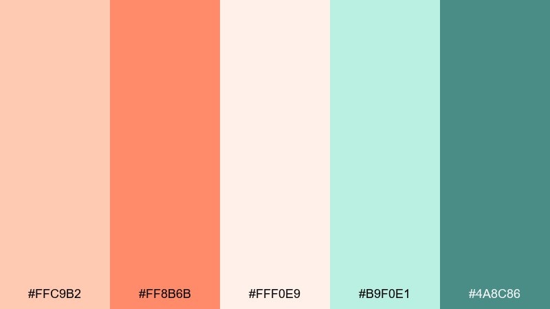 tropical sherbet color palette with hex codes