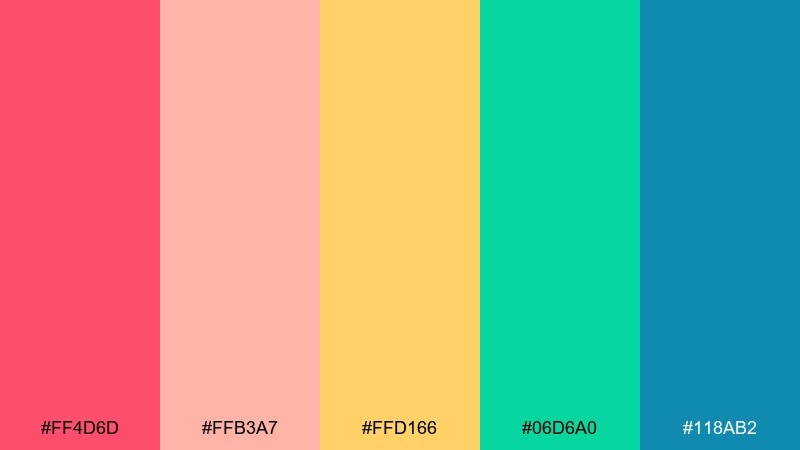 tropical sorbet color palette with hex codes