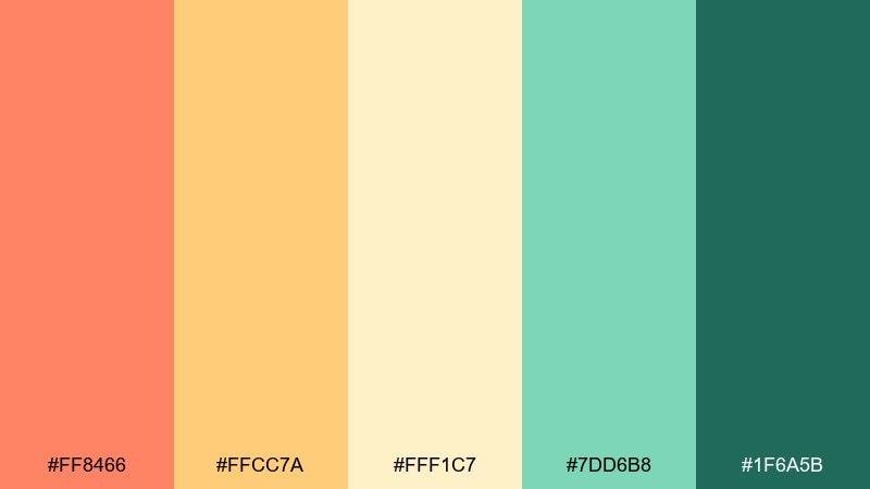 tropical sorbet melon color palette with hex codes