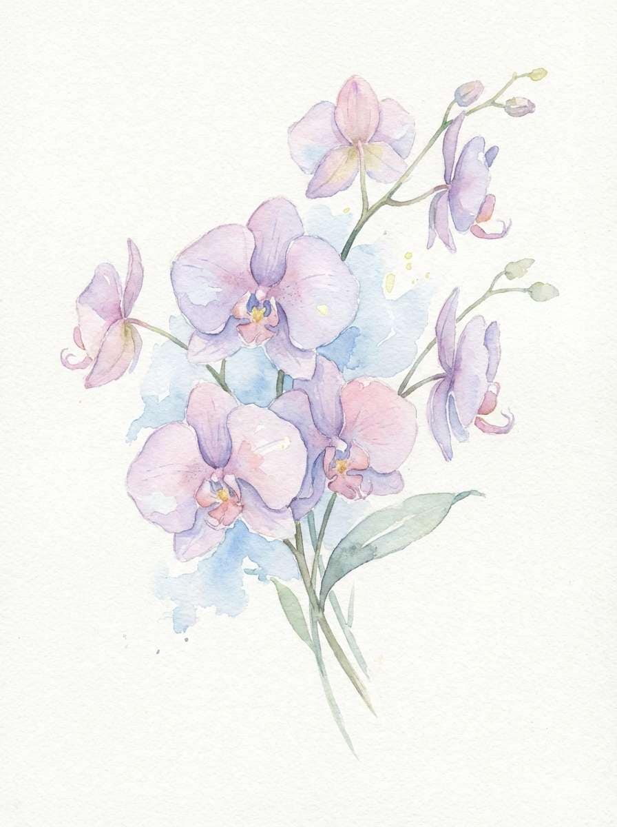 watercolor orchid bouquet