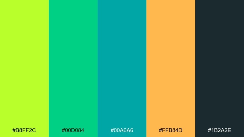 tropical zest lime color palette with hex codes