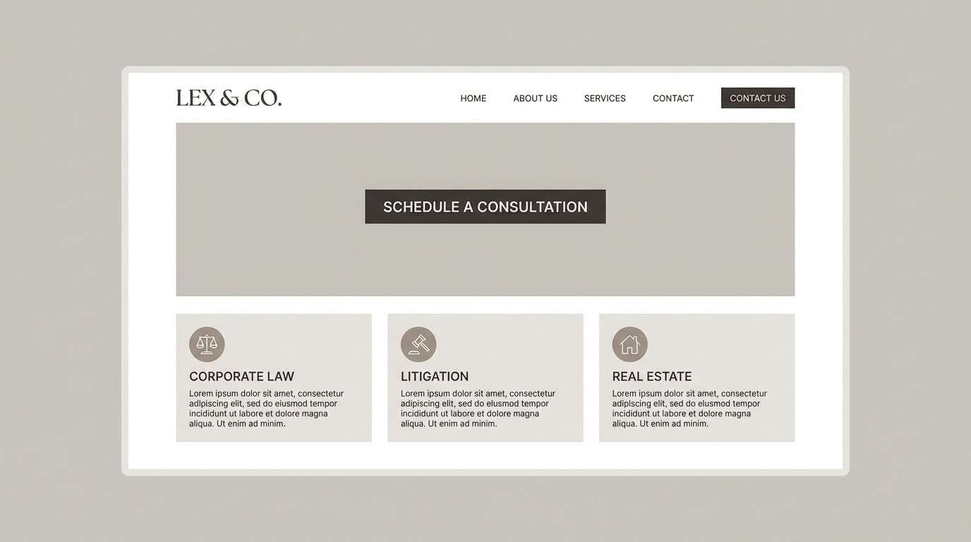 law firm website ui in warm grays