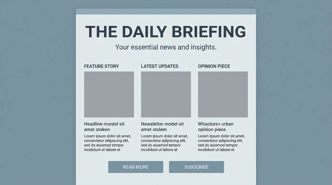 newsletter layout in blue gray tones