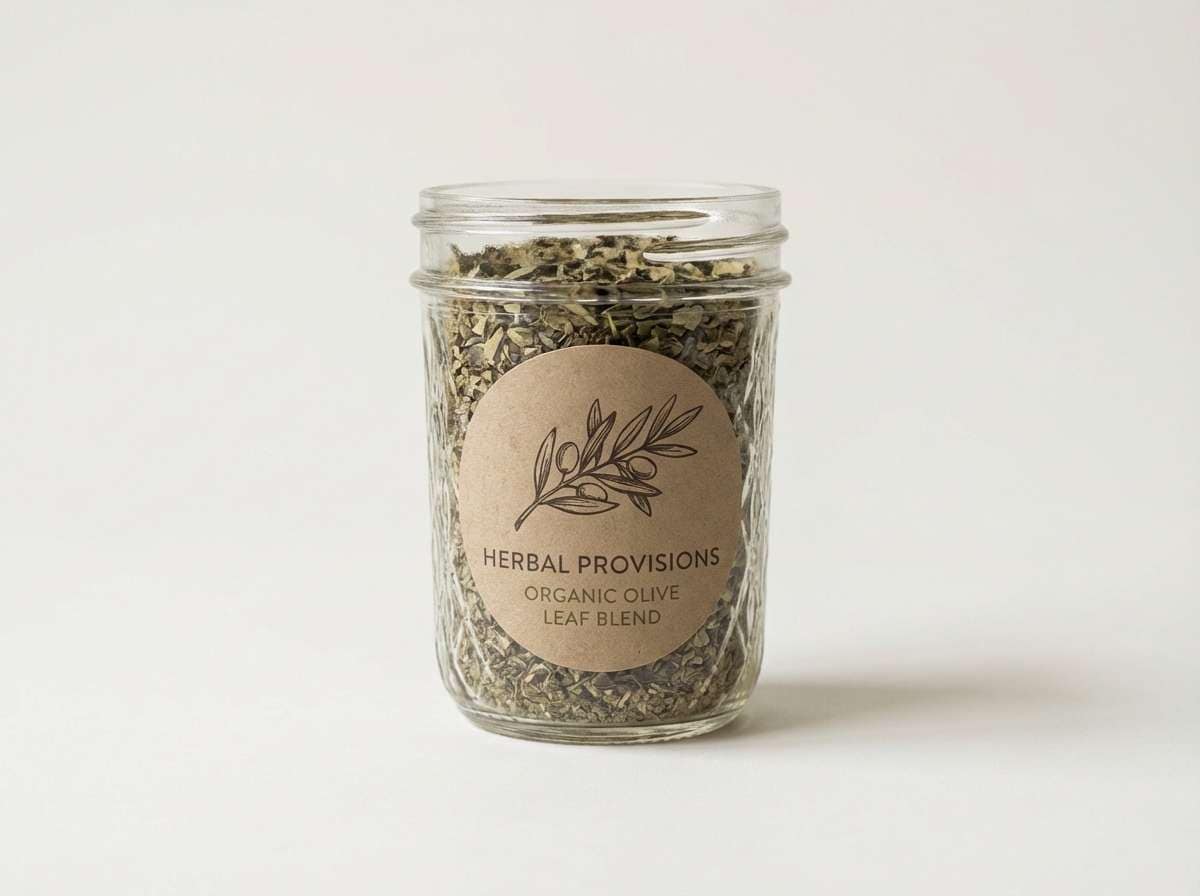 natural food label in olive browns