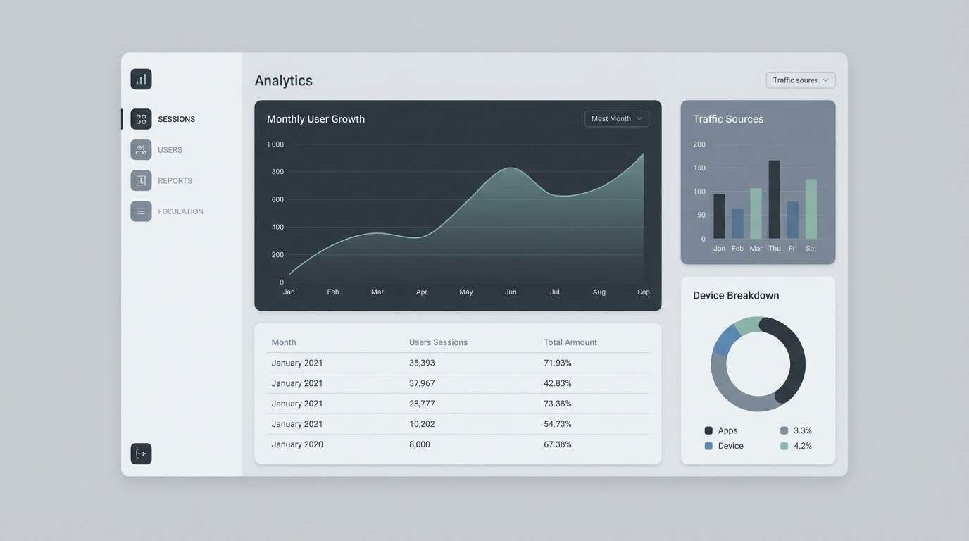 cool gray analytics dashboard ui