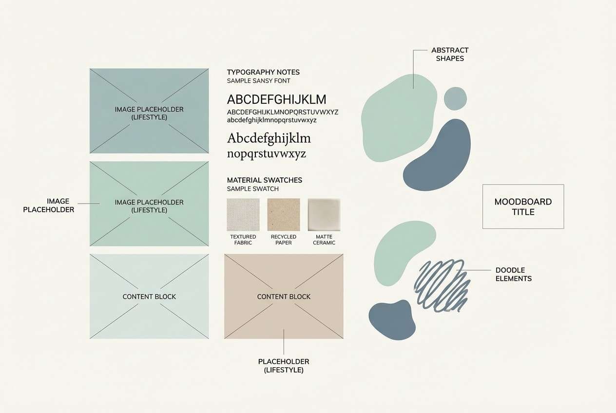 brand moodboard in muted green neutrals