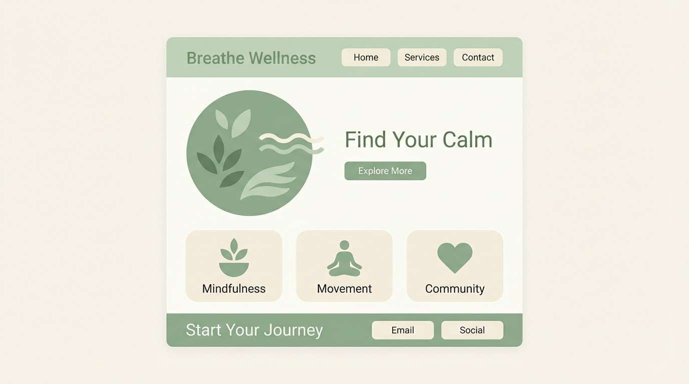 wellness landing ui in soft sage