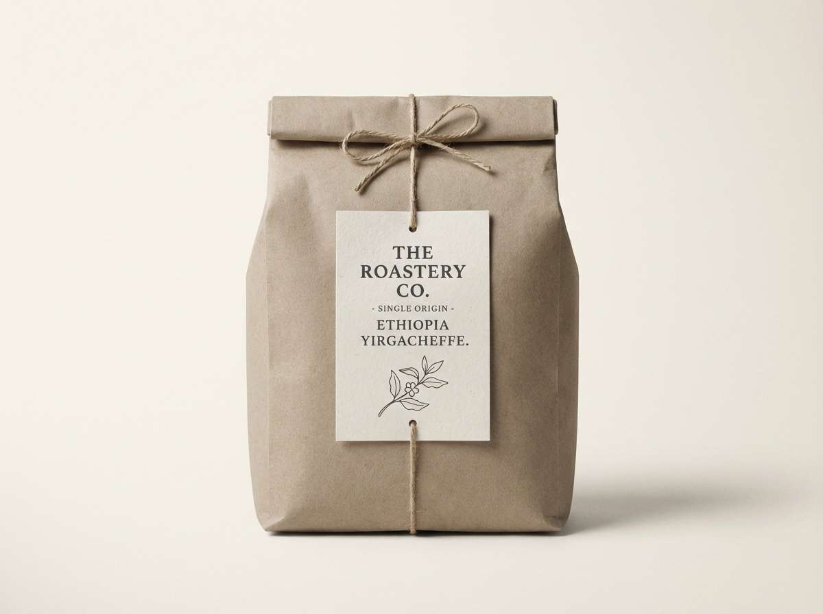 coffee bag label in warm neutrals
