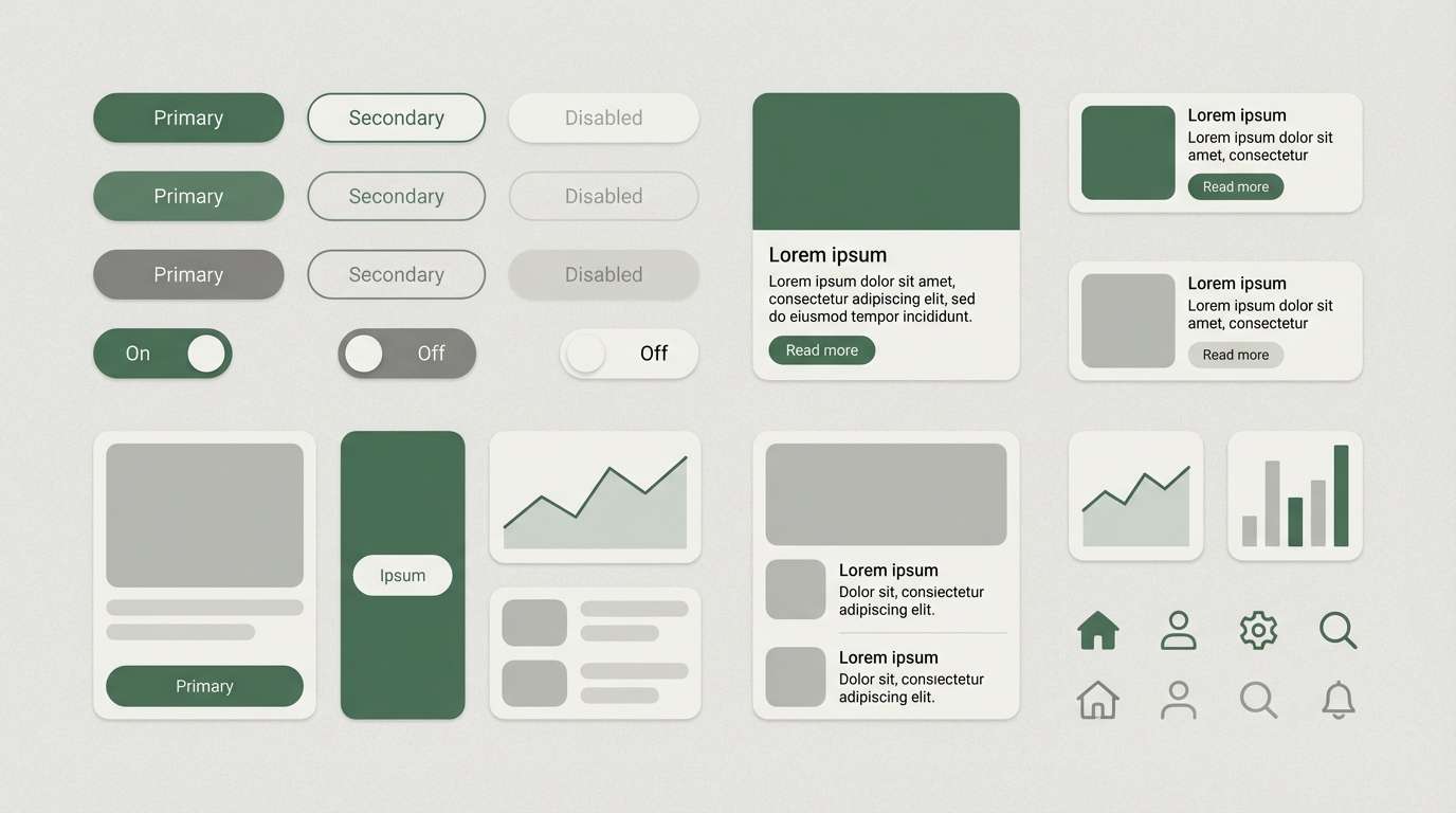eco app ui kit in muted greens