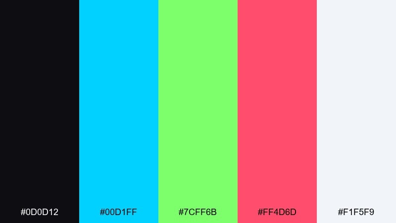 tunnel glow street art color palette with hex codes