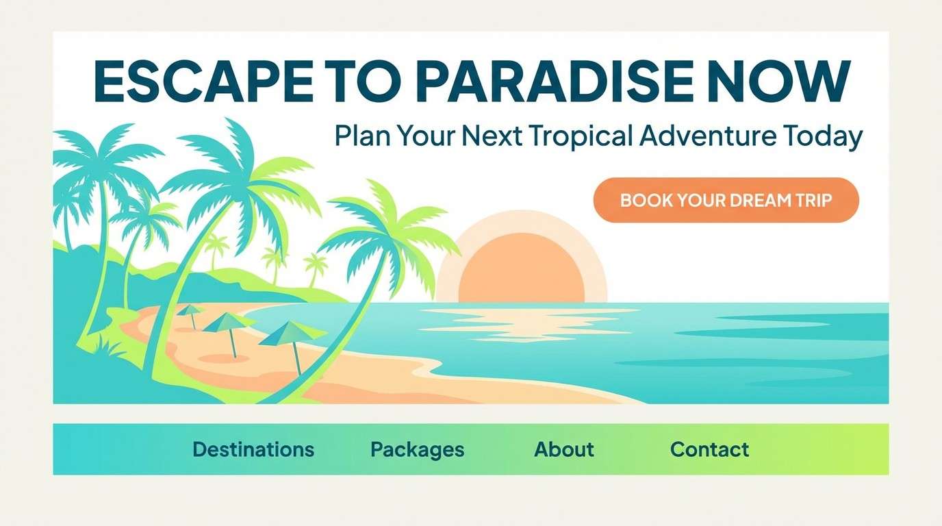 tropical travel hero layout