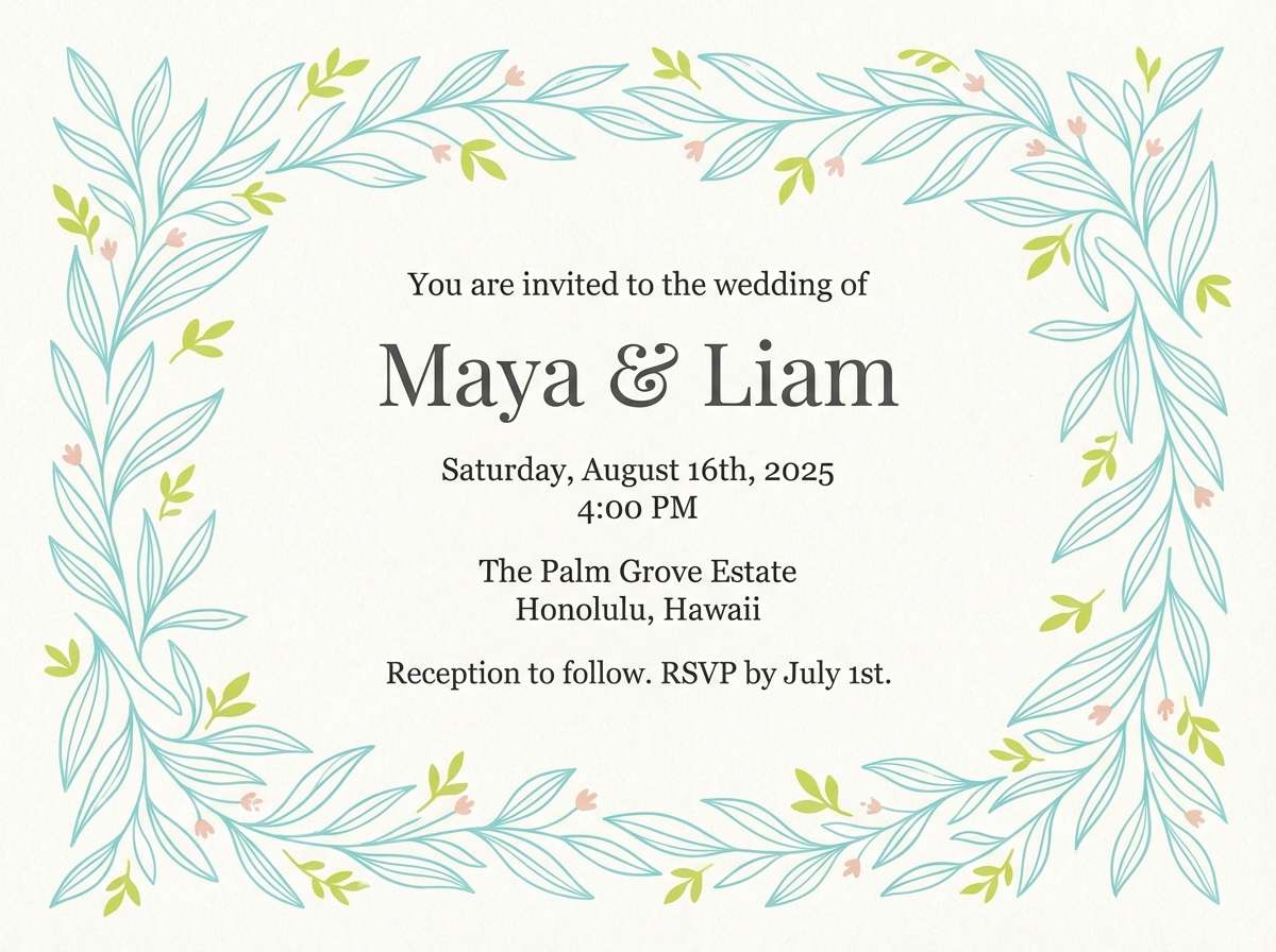 tropical wedding invite
