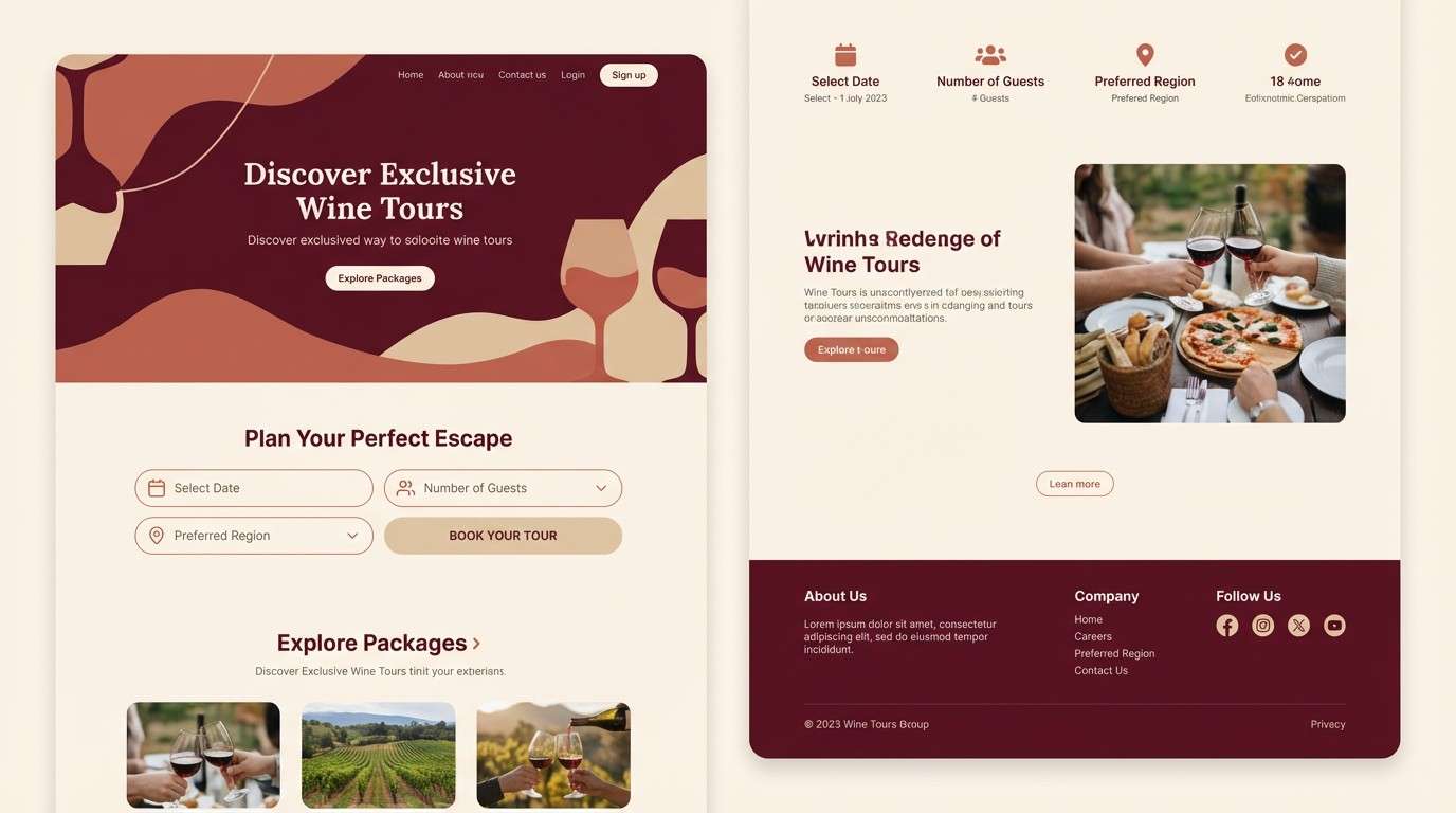 wine tour landing page
