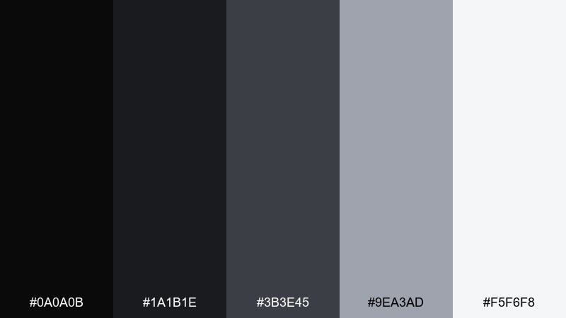 tuxedo shine color palette with hex codes