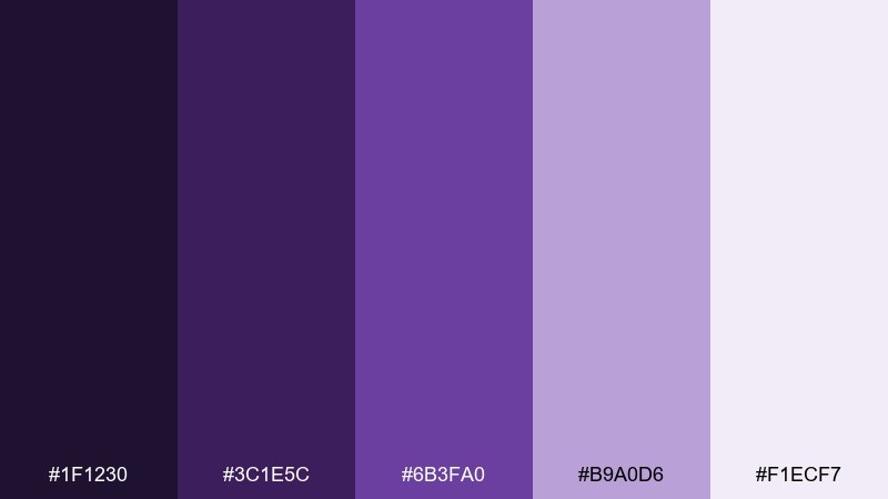 twilight lilac amethyst color palette with hex codes