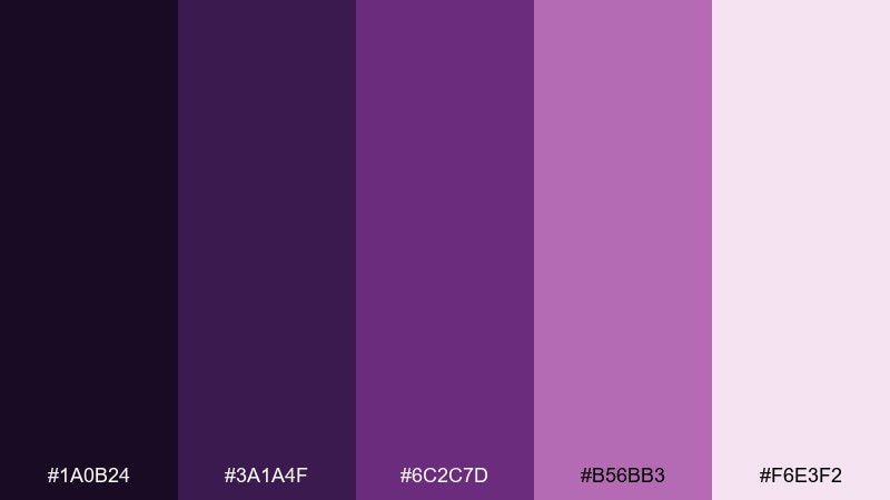twilight orchid starry night color palette with hex codes