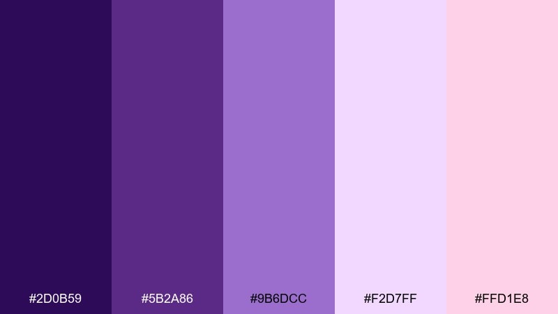 twilight orchid violet purple color palette with hex codes