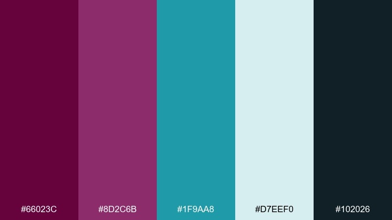 tyrian teal contrast tyrian purple color palette with hex codes
