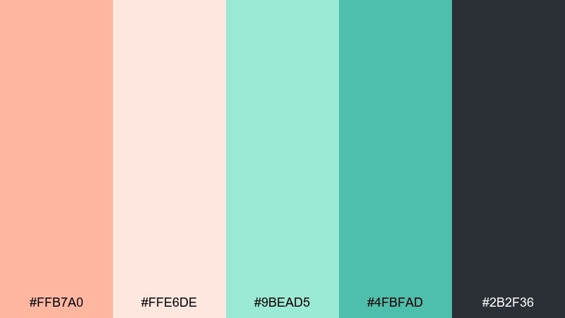 ui calm mode peach mint color palette with hex codes