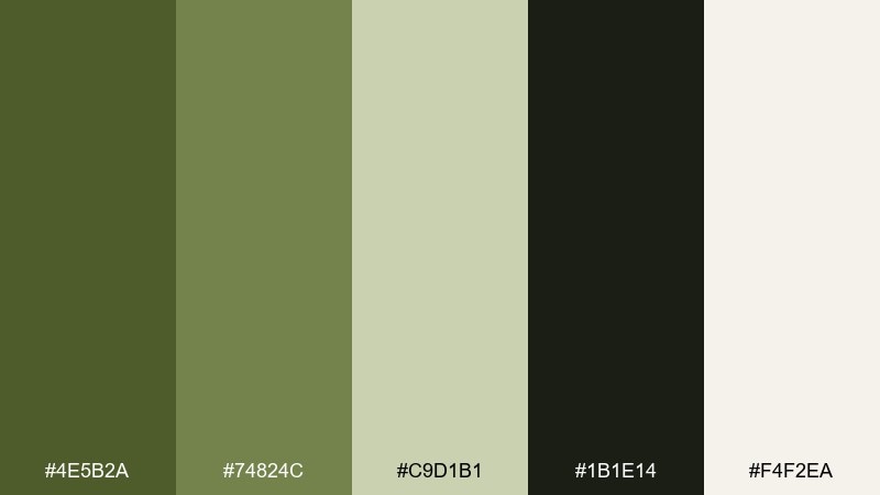 ui dark moss olivine color palette with hex codes