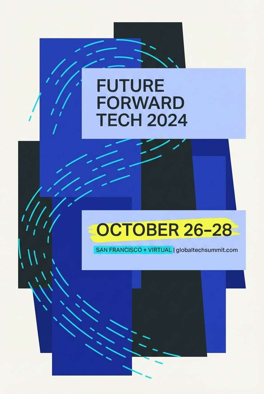 tech poster in ultramarine and cyan