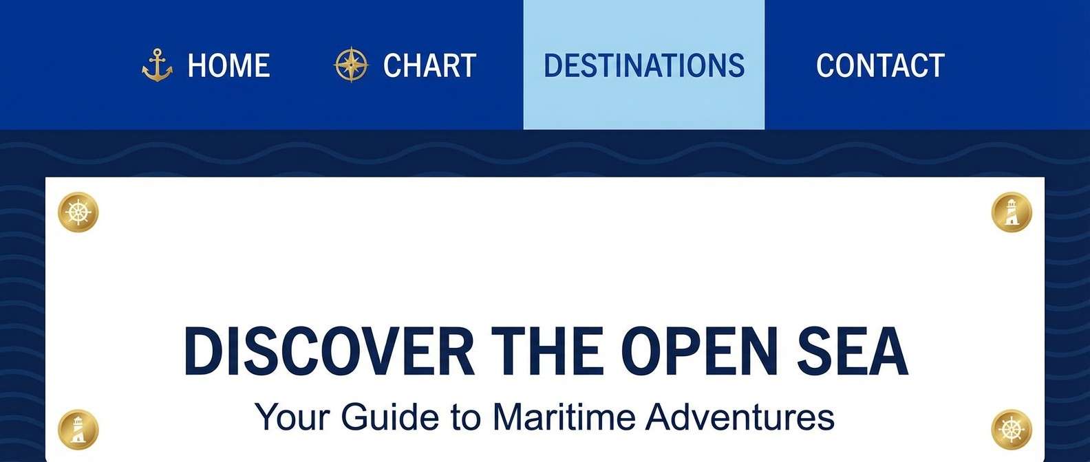 nautical header in ultramarine