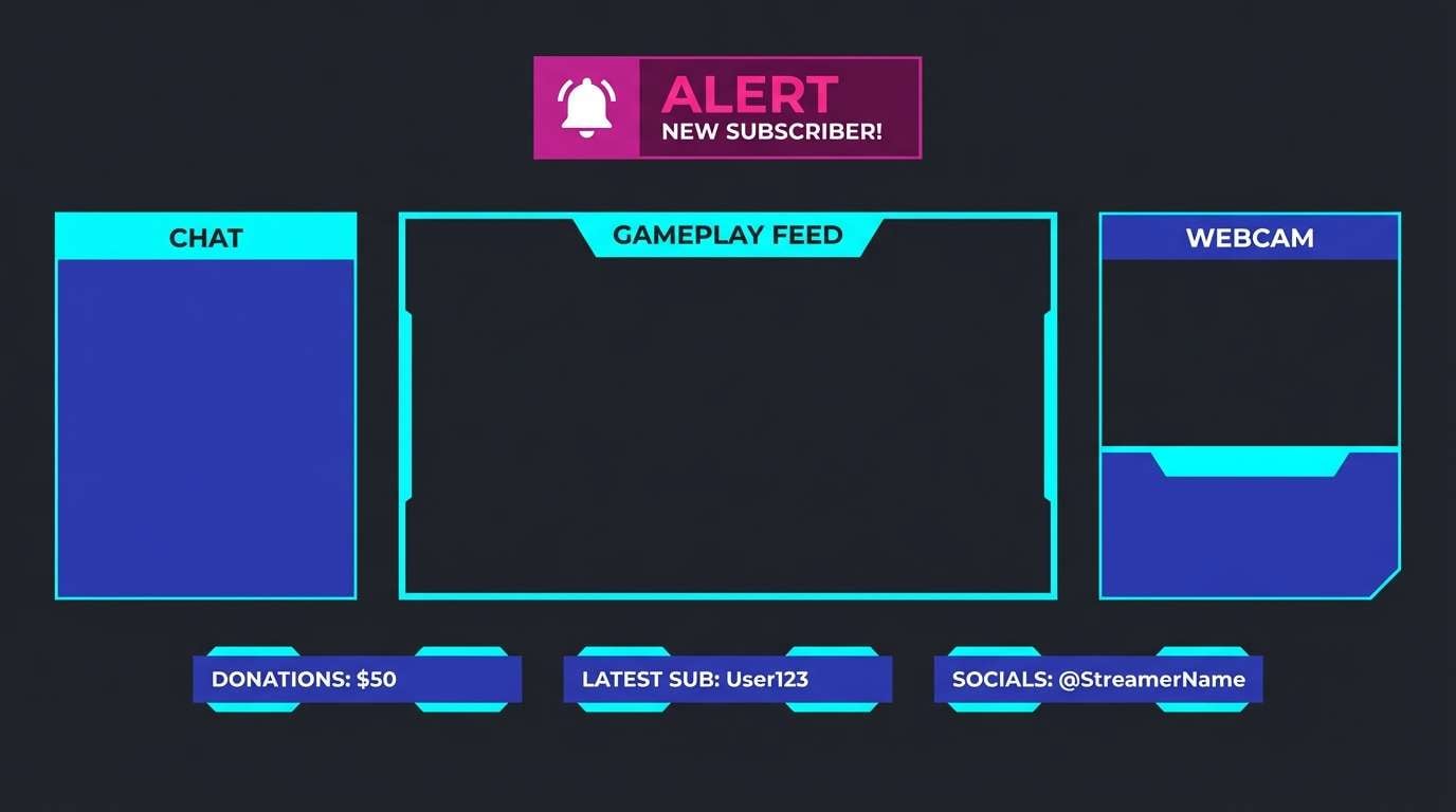 gaming overlay in neon blues