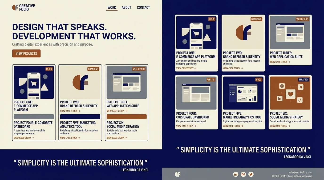 calm portfolio website layout