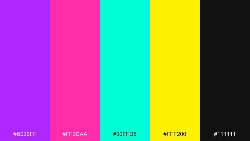 ultraviolet punch neon color palette with hex codes