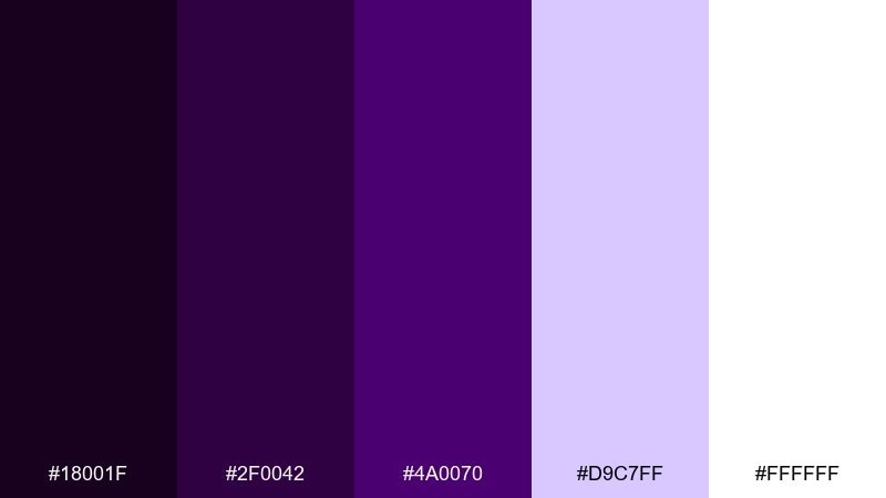 ultraviolet stationery dark violet color palette with hex codes