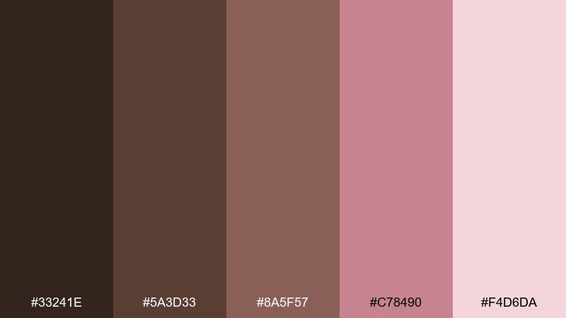 umber camellia color palette with hex codes