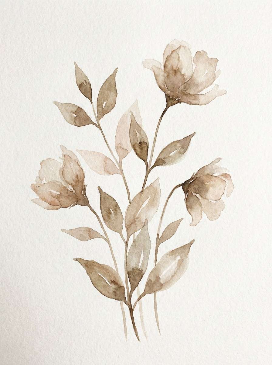 sepia botanical watercolor