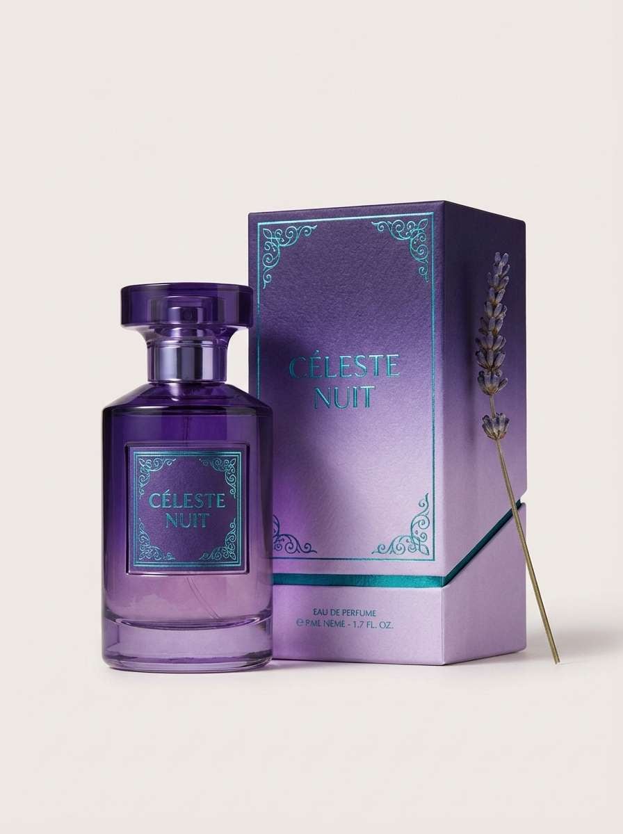 violet teal perfume ad