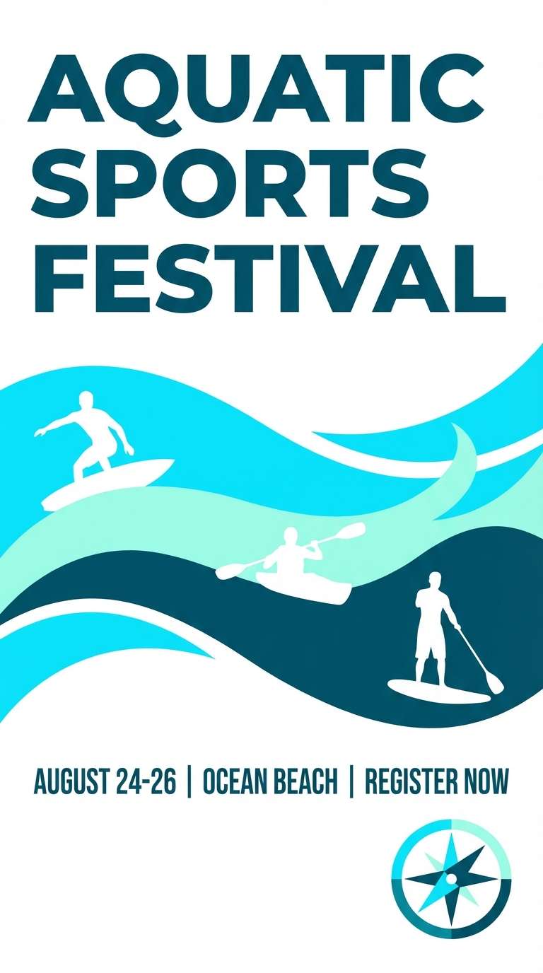 bright cyan event flyer