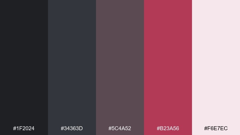 urban cherry dark gray color palette with hex codes
