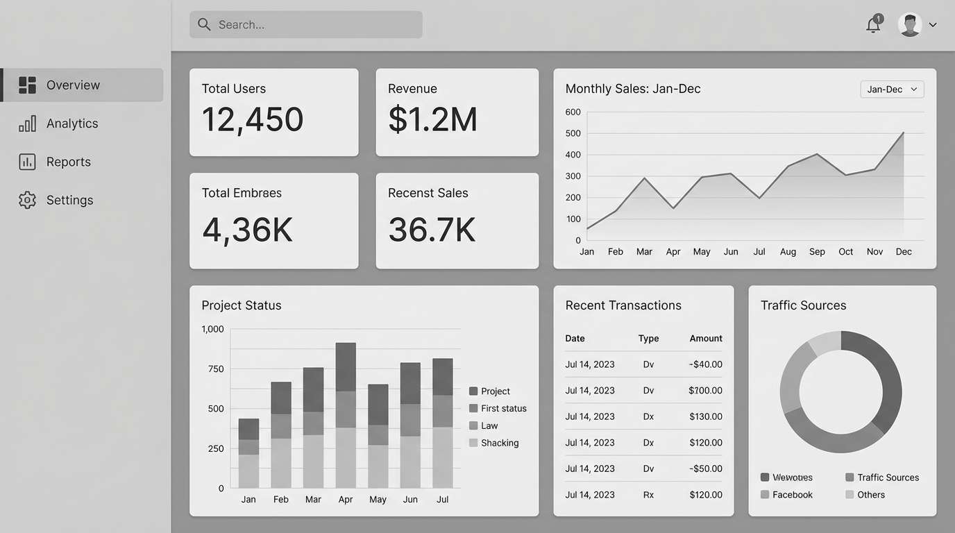 dashboard ui in chrome neutrals