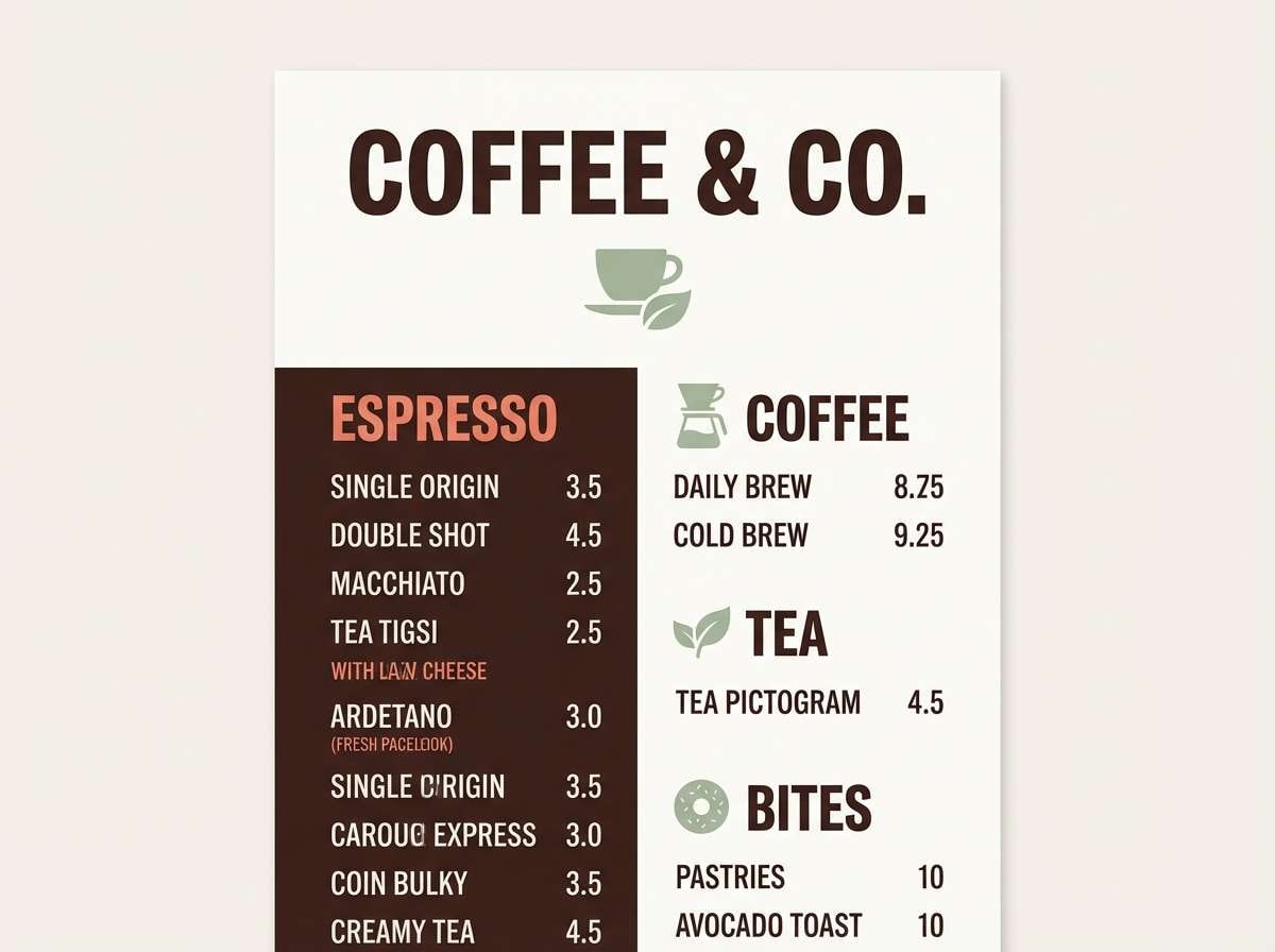 coffee menu graphic layout