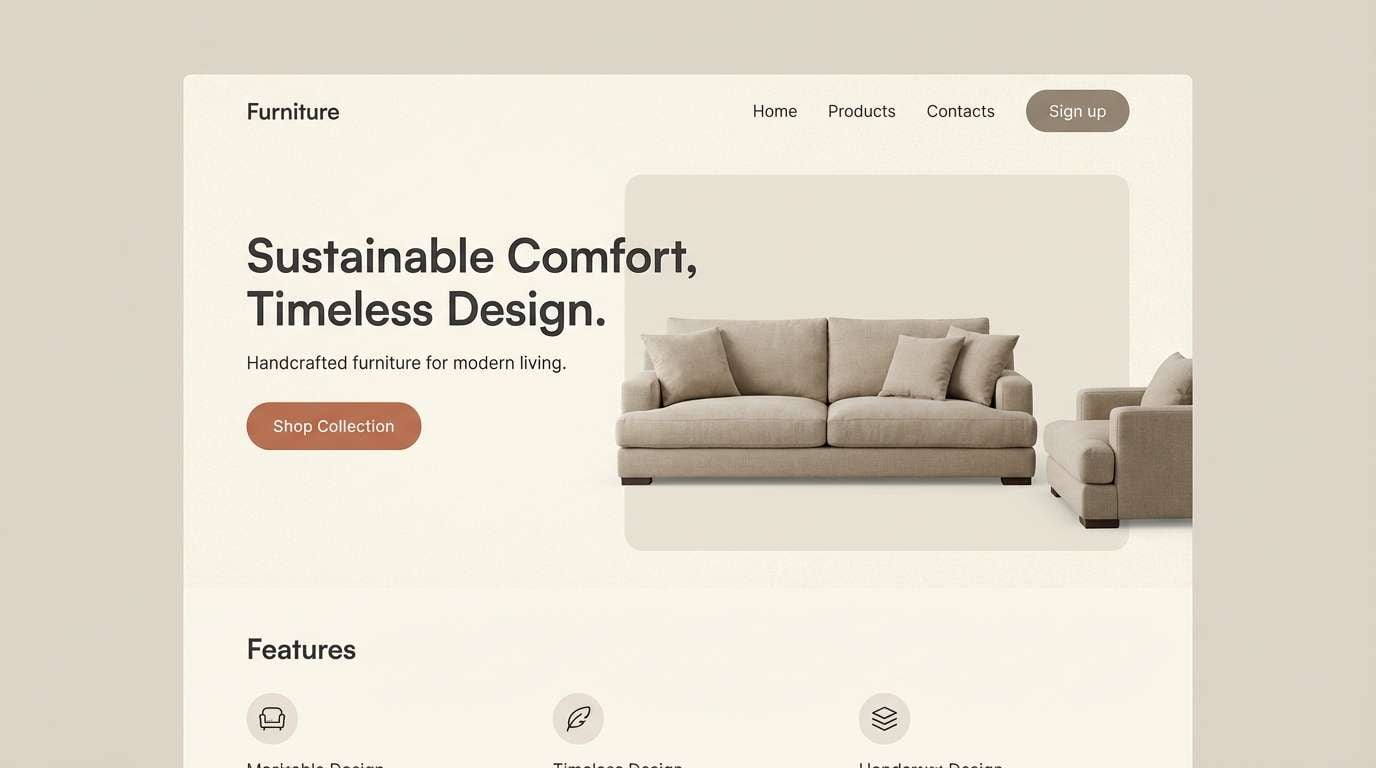 furniture landing page hero
