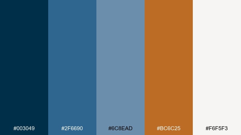 urban harbor blue copper color palette with hex codes