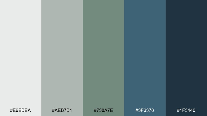 urban moss denim gray green blue color palette with hex codes