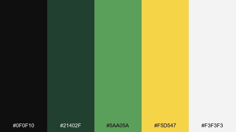 urban park poster black green yellow color palette with hex codes