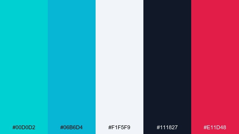 urban splash bright turquoise color palette with hex codes