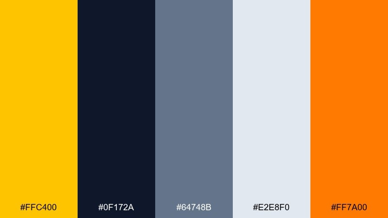 urban sunbeam canary yellow color palette with hex codes